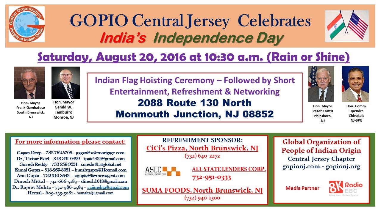 Aug 20, 2016: Indian Flag Hoisting Ceremony
